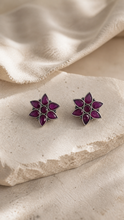 SILVER STONE EARRINGS