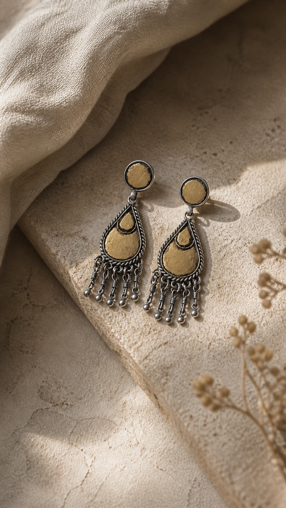 SILVER GLASS GOLDEN EARRING