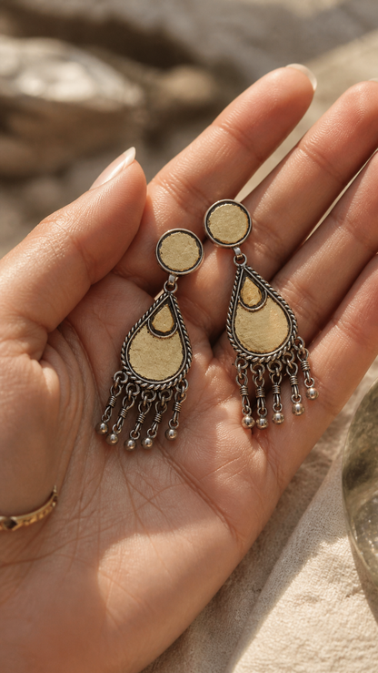 SILVER GLASS GOLDEN EARRING