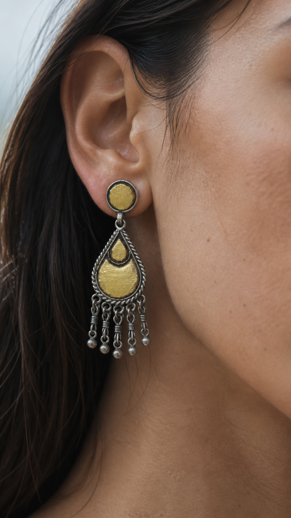 SILVER GLASS GOLDEN EARRING