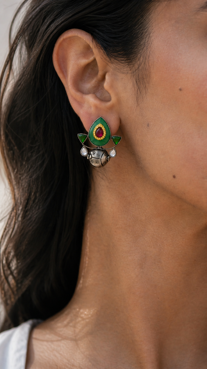 SILVER STONE EARRINGS