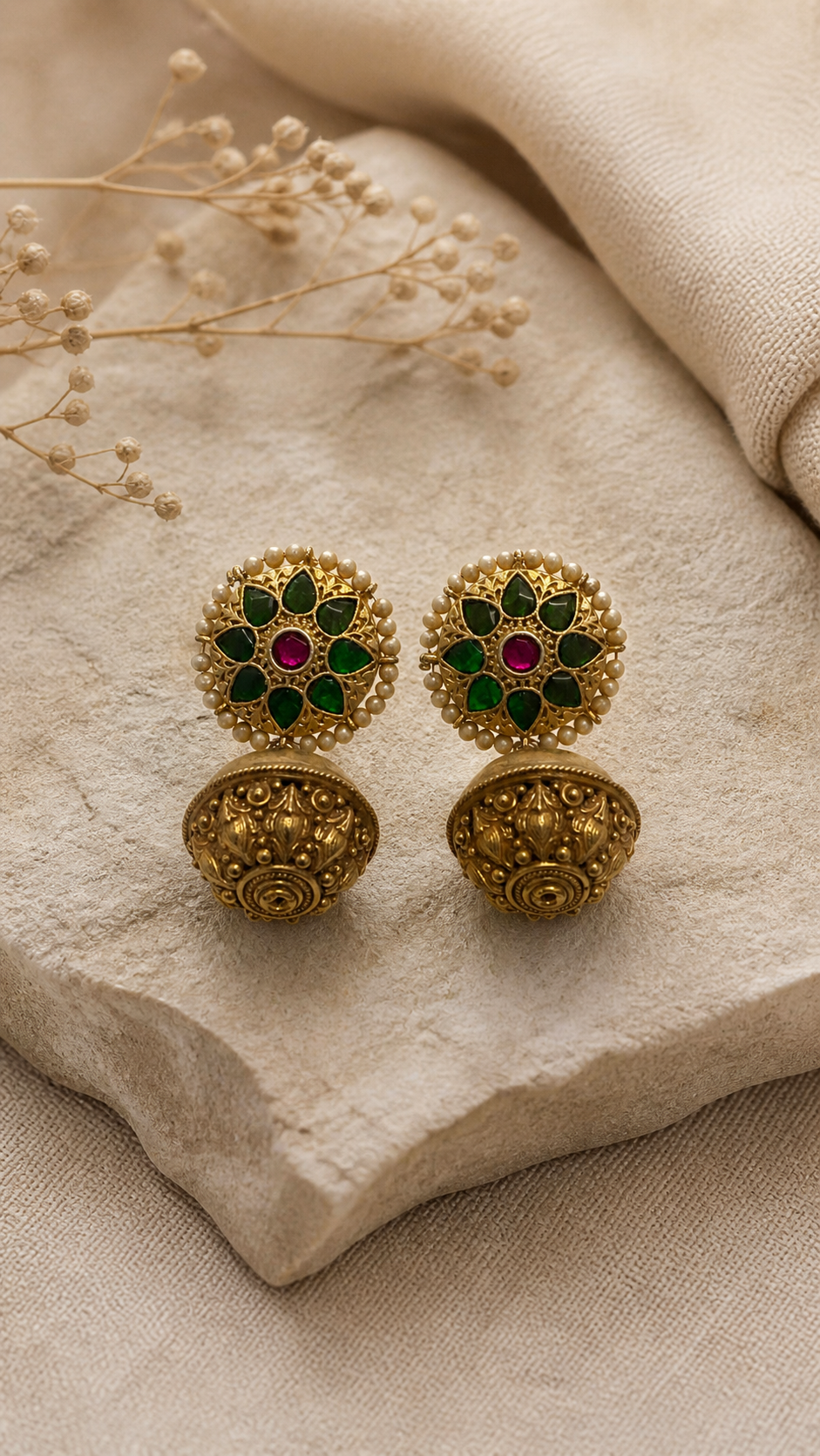 SILVER GOLD POLISH KUNDAN  EARRING