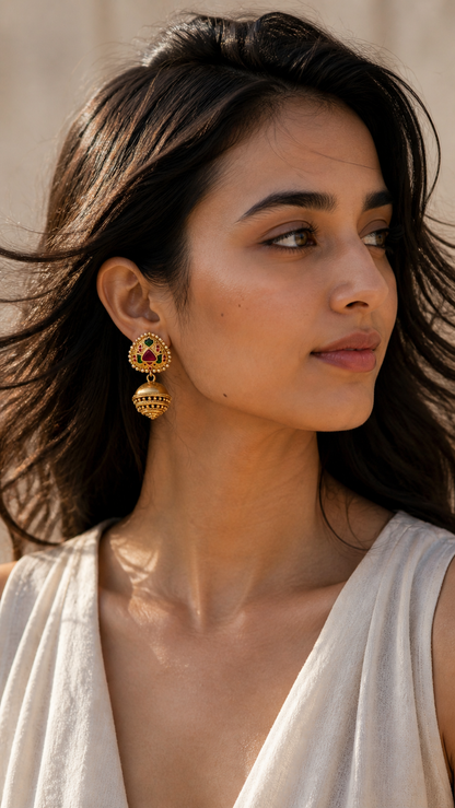 SILVER GOLD POLISH KUNDAN  EARRINGS