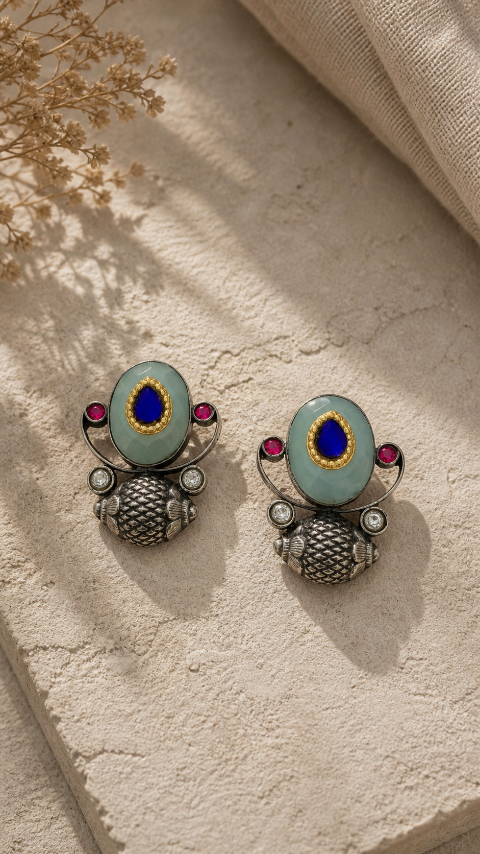 SILVER STONE EARRINGS