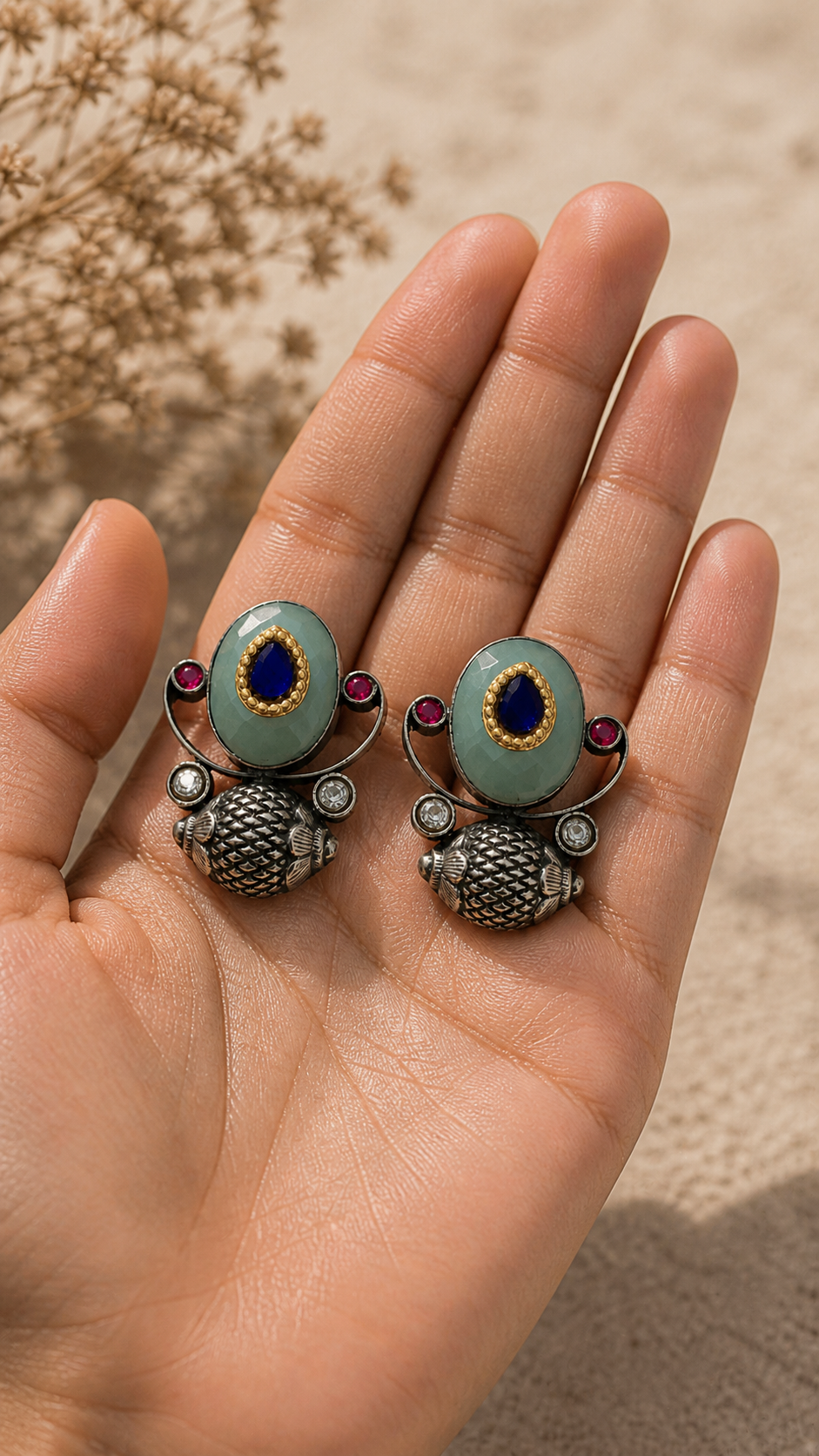 SILVER STONE EARRINGS