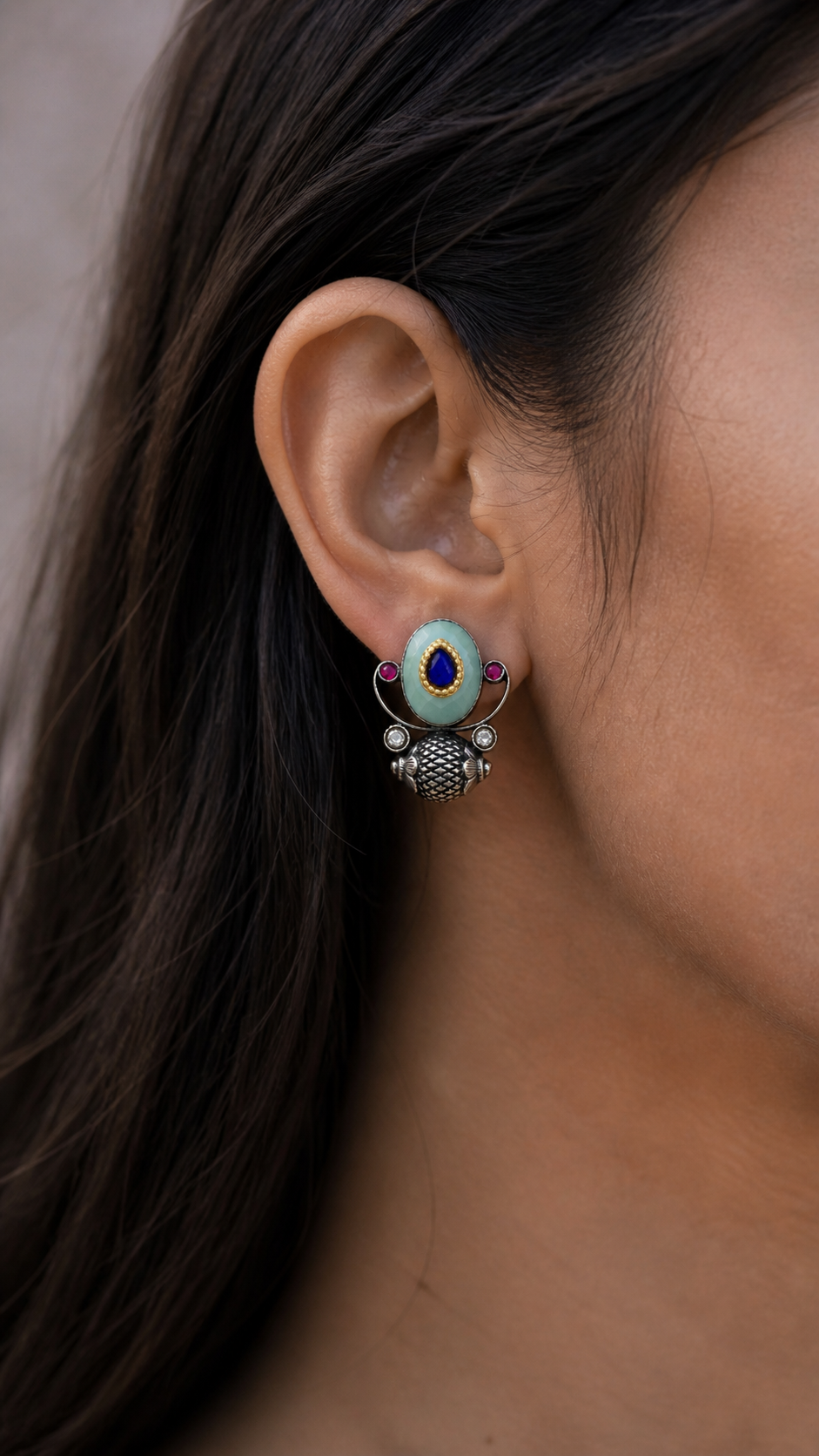 SILVER STONE EARRINGS