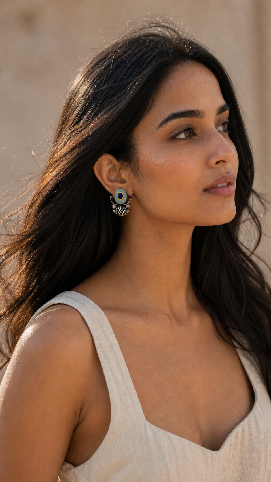 SILVER STONE EARRINGS