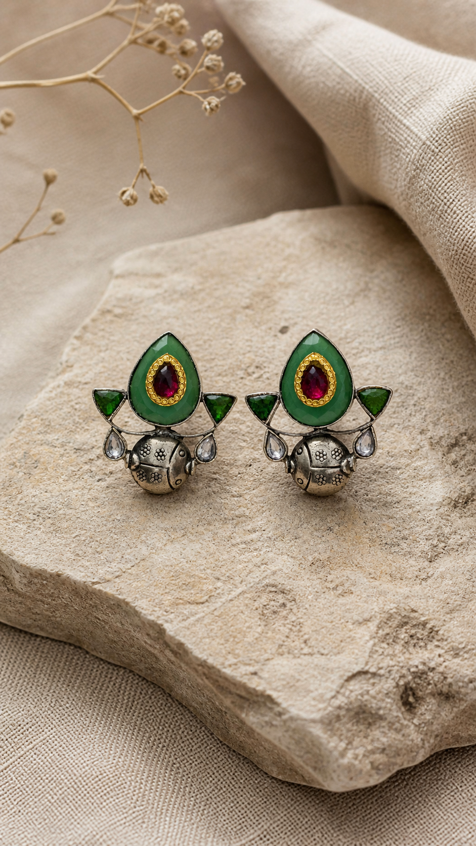 SILVER STONE EARRINGS