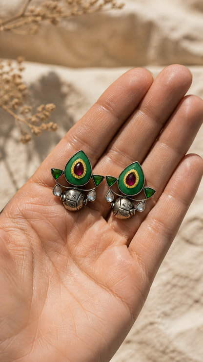 SILVER STONE EARRINGS