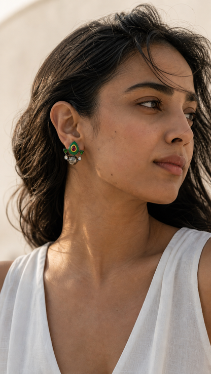 SILVER STONE EARRINGS