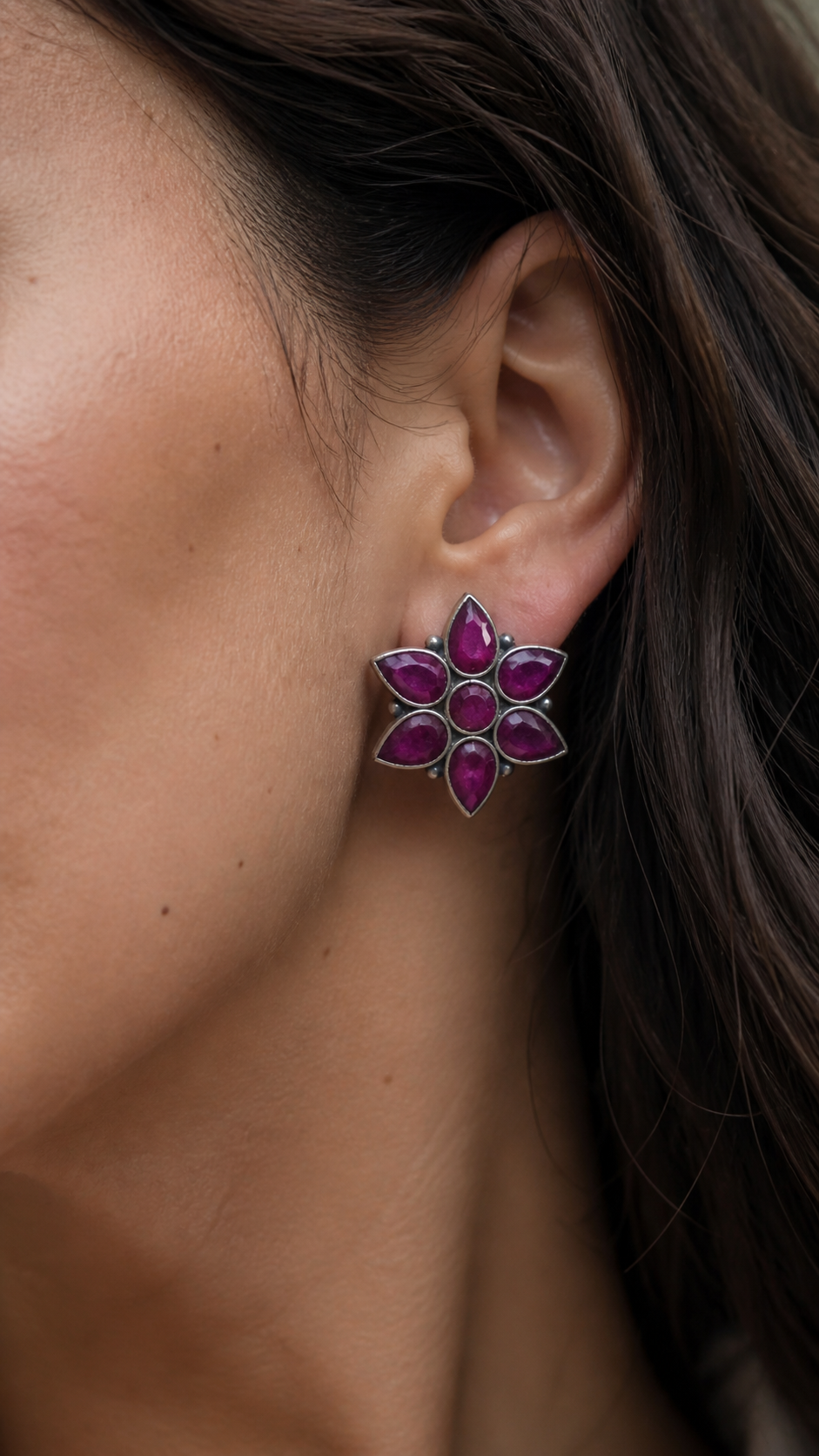 SILVER STONE EARRINGS