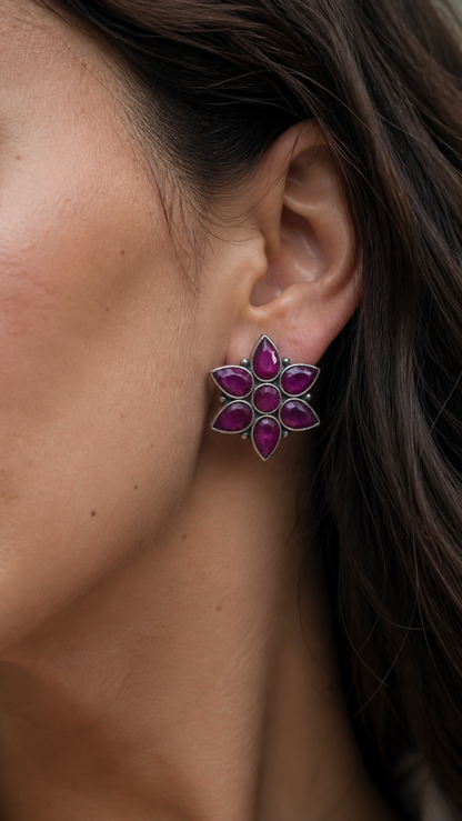 SILVER STONE EARRINGS